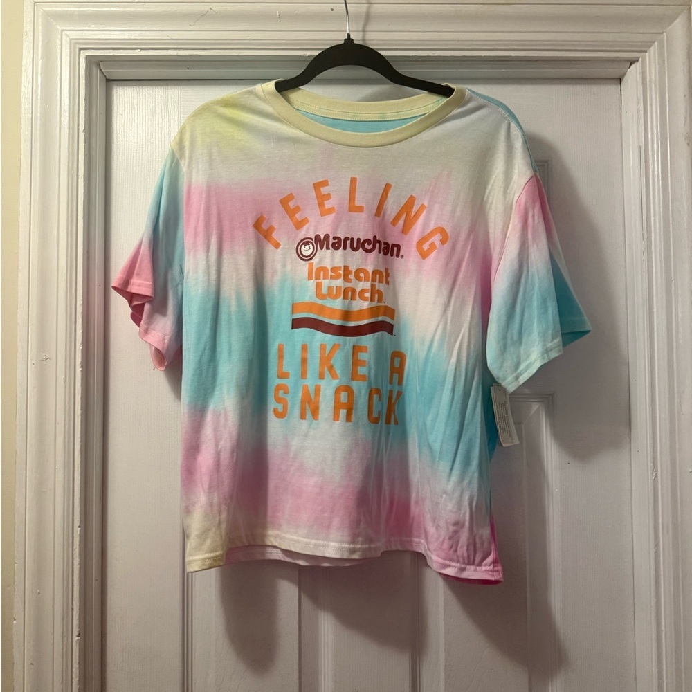 Maruchan Feeling Like a Snack Tie-Dye Tee - Pink, Blue, Yellow - Youth XXL